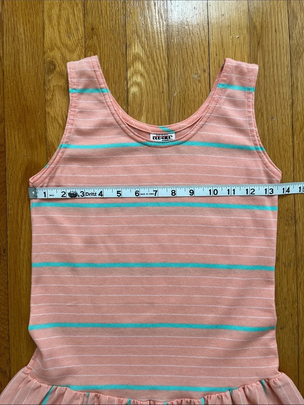 Vintage 80s Girls Size 10 Drop Waist Striped Summer Tank Play Dress Sundress